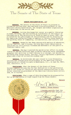 Texas Senate Proclamation No. 127